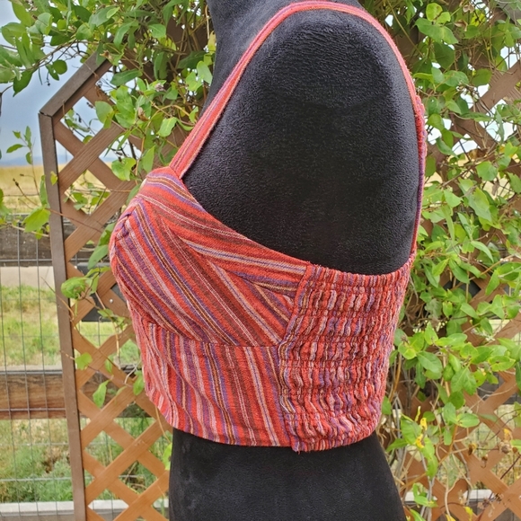 NWT American Eagle Cropped Corset Top Size XS Red Striped - Picture 9 of 13